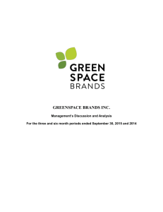 MD&A – Q2 2016 - GreenSpace Brands