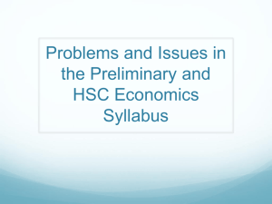 Problems and Issues in the Preliminary and HSC Economics Syllabus