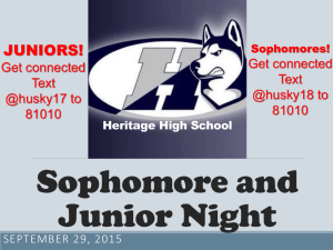 Sophomore & Junior Information Night September 29, 2015