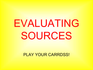 Evaluating Sources PPT CARRDSS POWERPOINT