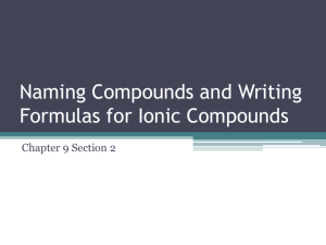 9.2 Naming and Writing Formulas for Ionic