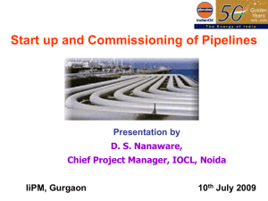 Start up and Commissioning of Pipelines
