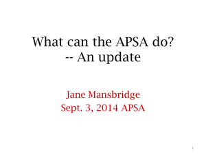 What can the APSA do? - Gendering Political Science