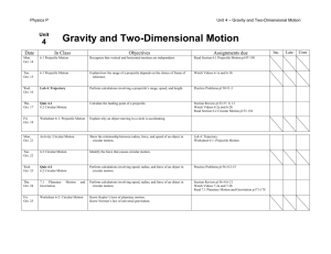 Gravity and Two-Dimensional Motion