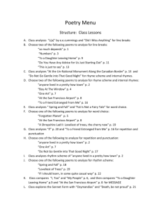 Poetry Menu Structure: Class Lessons Class analyzes “L(a)” by e.e.
