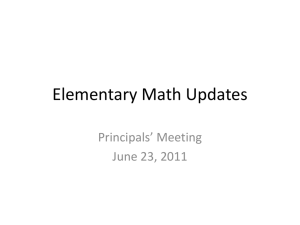 Elementary Math Updates - wcpsselemprincipals / WCPSS Principal