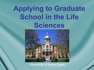 Applying to Graduate School in the Life Sciences