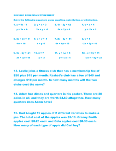 SOLVING EQUATIONS WORKSHEET Solve the following equations