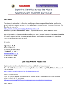 Genetics Online Resources 2012 workshops