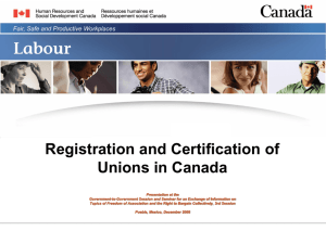 Registration and Certification of Unions in Canada