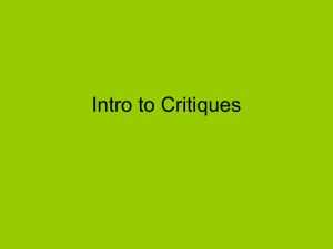 Basic Critique Lecture