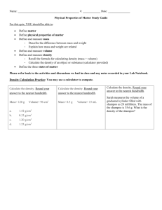 Physical Properties of Matter Study Guide