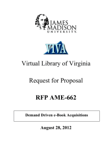 RFP # AME-662 - VIVA, The Virtual Library of Virginia