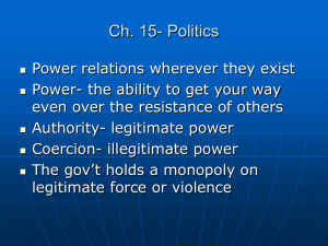 Ch. 15- Politics