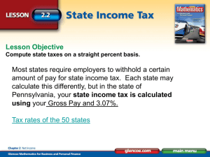 Lesson 2.2 State Taxes