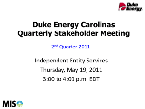 Duke Energy Carolinas Quarterly Stakeholder