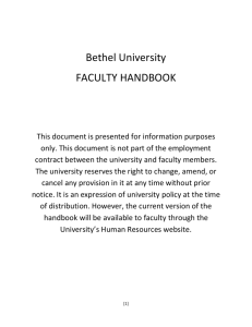 Faculty Handbook - Bethel University
