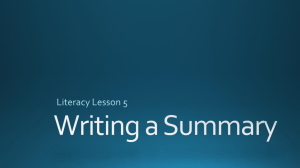 00 Literacy Lesson 5_Writing a Summary Paragraph