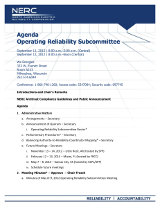 Agenda Operating Reliability Subcommittee