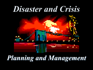 Disaster and Crisis Planning and Management