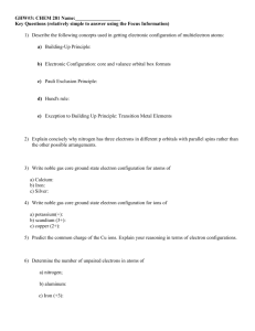 GHW#3: CHEM 281 Name: Key Questions (relatively simple to