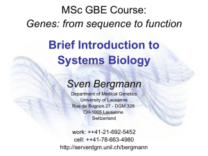 Course Module: Brief Introduction to Systems Biology Sven