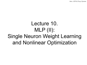 Lecture 10 Multilayer Perceptron (2): Learning