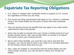 Expatriate Tax Reporting Obligations