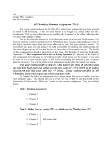 AP Chemistry Summer Assignment (2014)