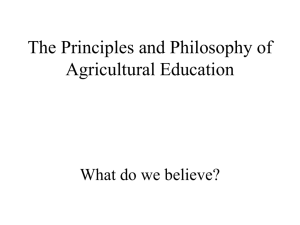 The Principles and Philosophy of Agricultural Education