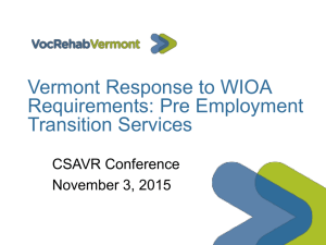 Vermont Response to WIOA Requirements