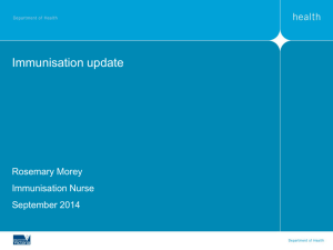 Immunisation Update - Department of Education and Early
