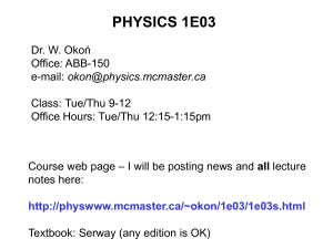 physics 1e3 - McMaster Physics and Astronomy