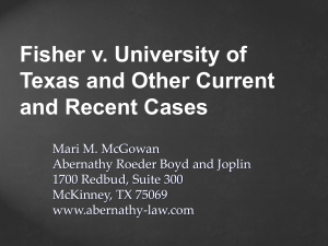 Fisher v. University of Texas and Other Current and Recent Cases