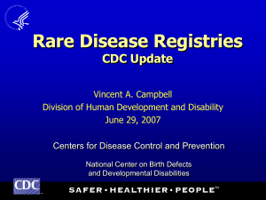 Rare Disease Registries CDC Update