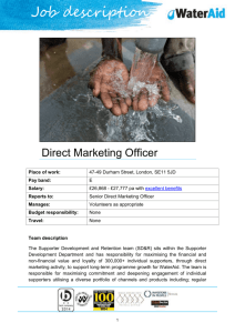 Job description Direct Marketing Officer Place of work: 47