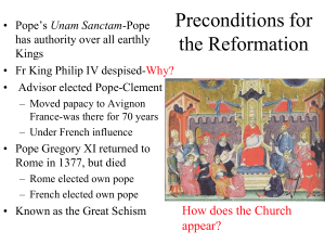 Preconditions for the Reformation