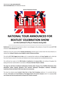 NATIONAL TOUR ANNOUNCED FOR BEATLES