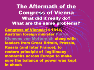 The Aftermath of the Congress of Vienna