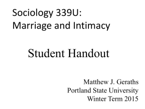 Sociology 339: Marriage and Intimacy