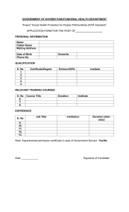 Application Form and TORs OF SHP PMU STAFF