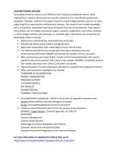 Sample of USAJOBS Federal Resume