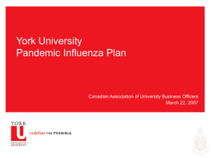 York University Pandemic Influenza Plan - Office of the Vice