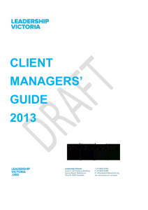 Client Manager Guide - Leadership Victoria