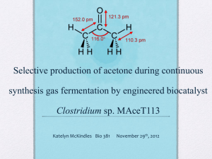 Selective production of acetone during continuous synthesis gas