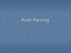 Chapter 13: Profit Planning