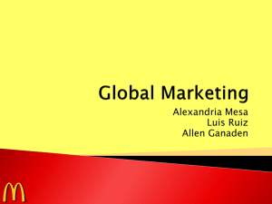 Global Marketing Program: PRODUCT