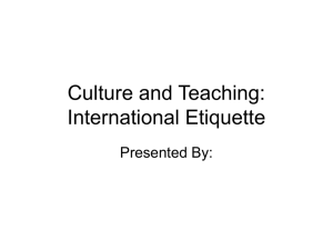 Culture and Teaching: International Etiquette