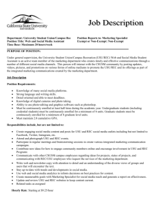 Job Description Department: University Student Union/Campus Rec
