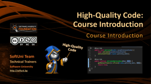 High-Quality Code: Course Introduction